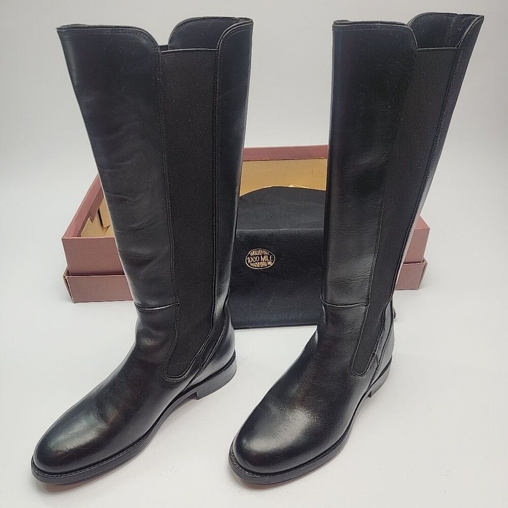 Wolverine Riding Boots Darcy Black Leather Low Heel Women Sz 6 Tall Knee
